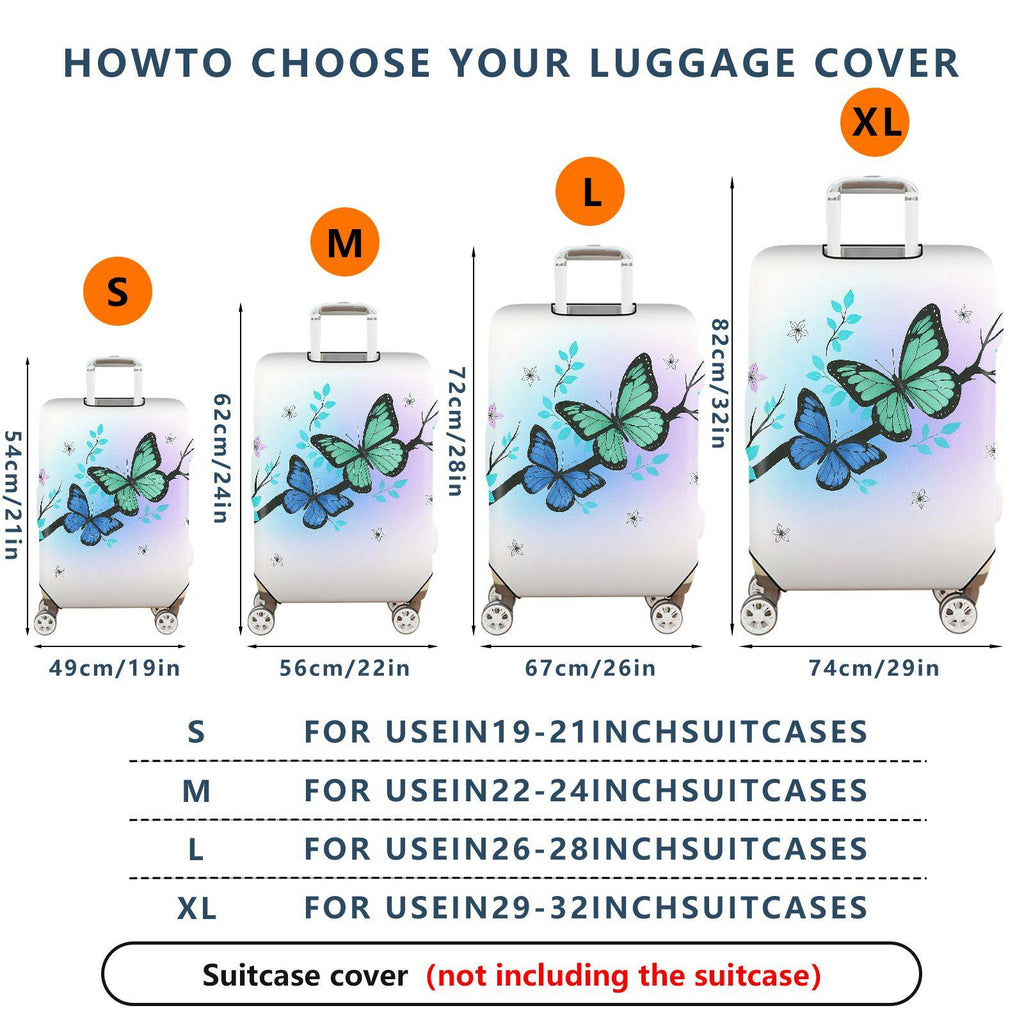 1-Piece Butterfly Floral Gradient Nature Artistic  Suitcase Luggage Cover, Stretch Protective Sleeve