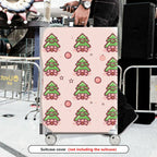 1-Piece Christmas Tree Pink Bow Cute Festive Holiday  Suitcase Luggage Cover, Stretch Protective Sleeve