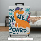 1-Piece Dino  Skateboard Palm Tree Fun  Suitcase Luggage Cover, Stretch Protective Sleeve