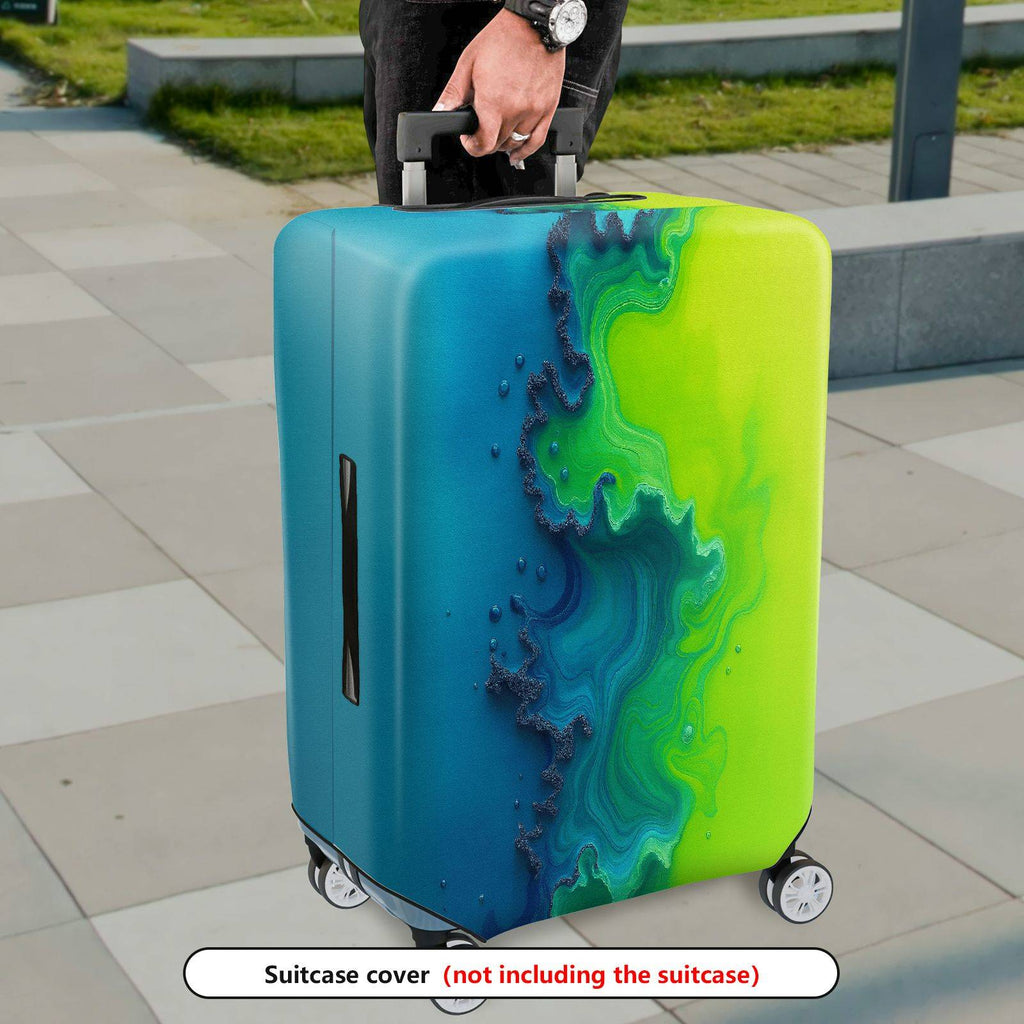 1-Piece Abstract Ocean Wave Fusion Colorful Vibrant Artistic  Suitcase Luggage Cover, Stretch Protective Sleeve