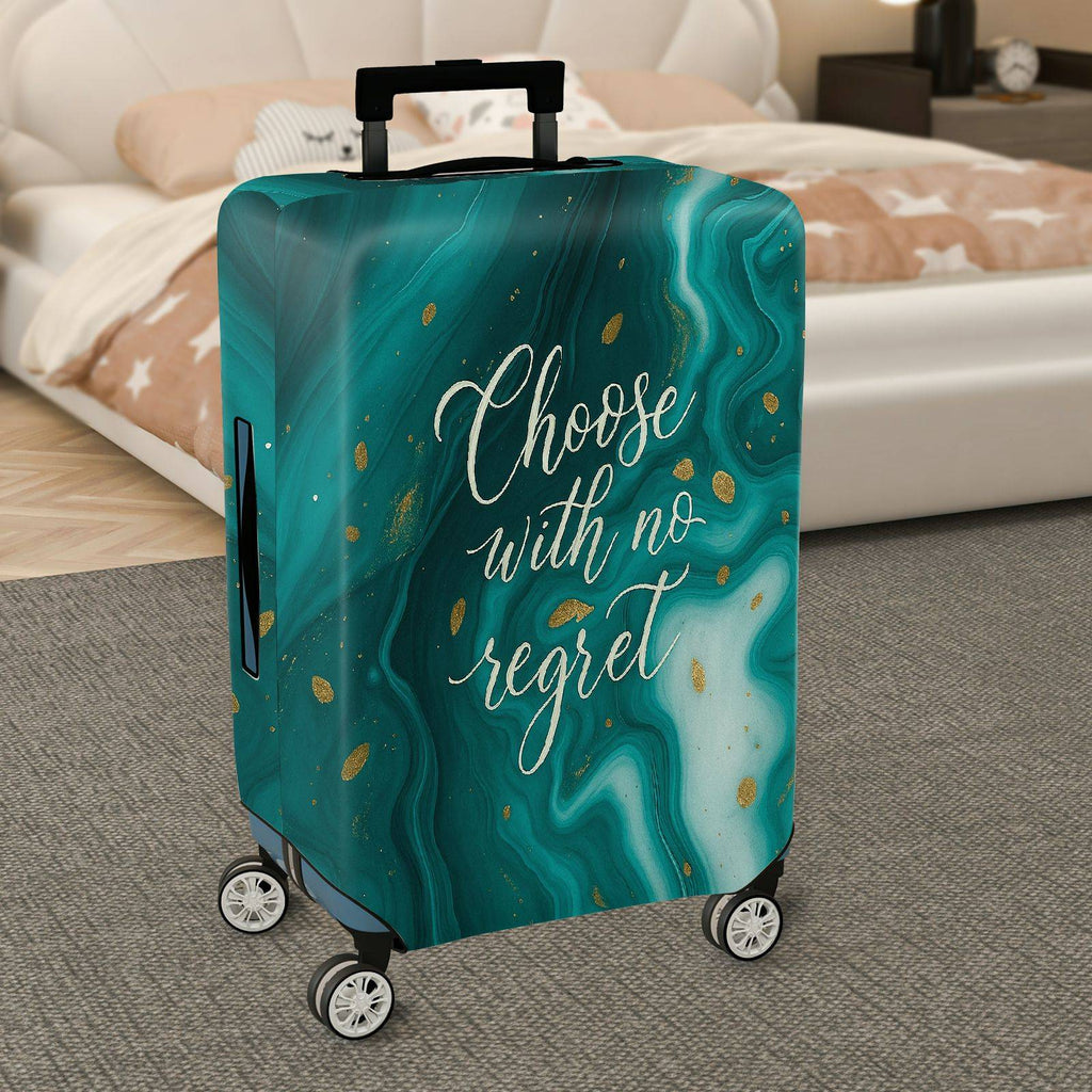 1-Piece Abstract Teal Gold Inspirational Artistic Motivational  Suitcase Luggage Cover, Stretch Protective Sleeve