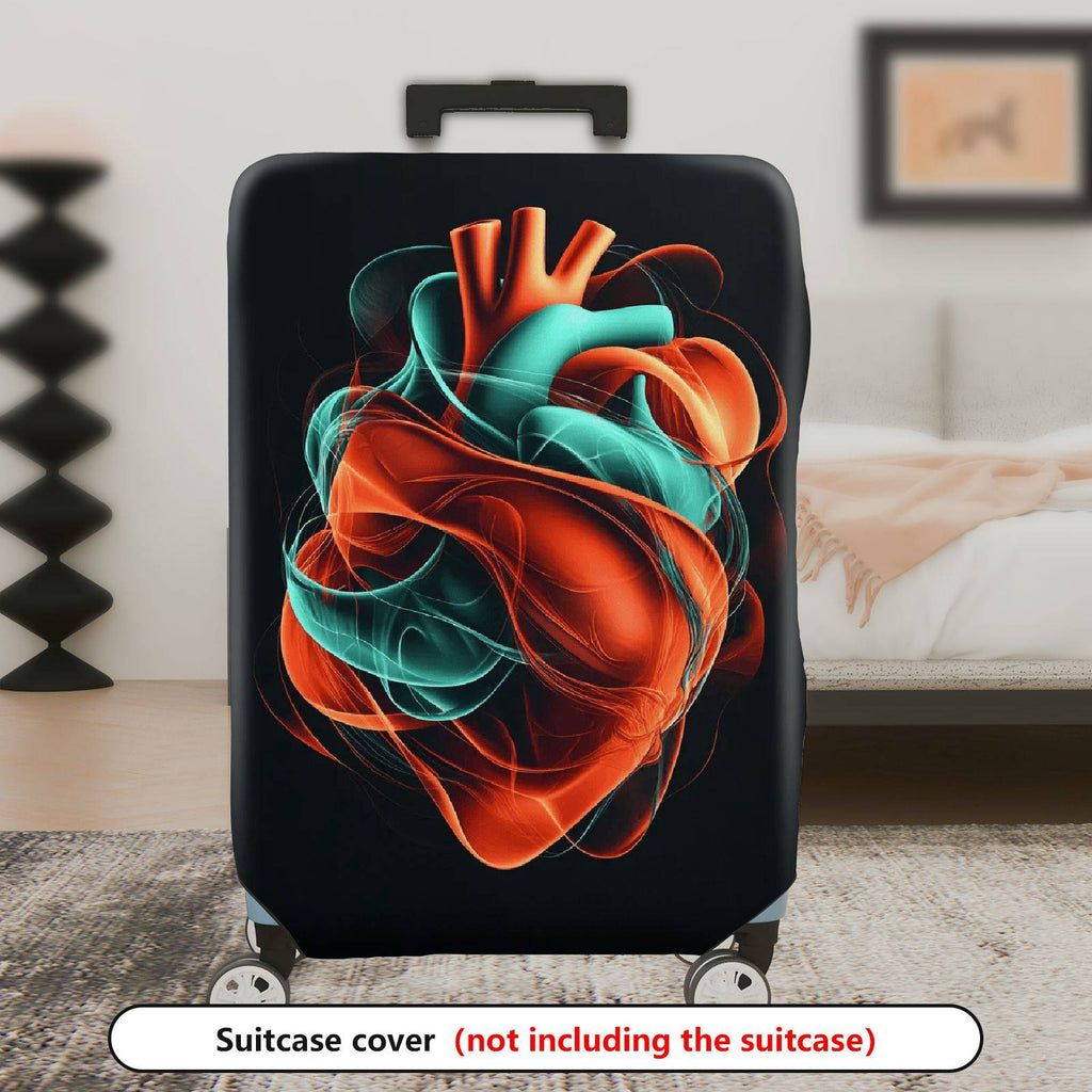 1-Piece Abstract Heart Artistic Colorful Vibrant Unique  Suitcase Luggage Cover, Stretch Protective Sleeve