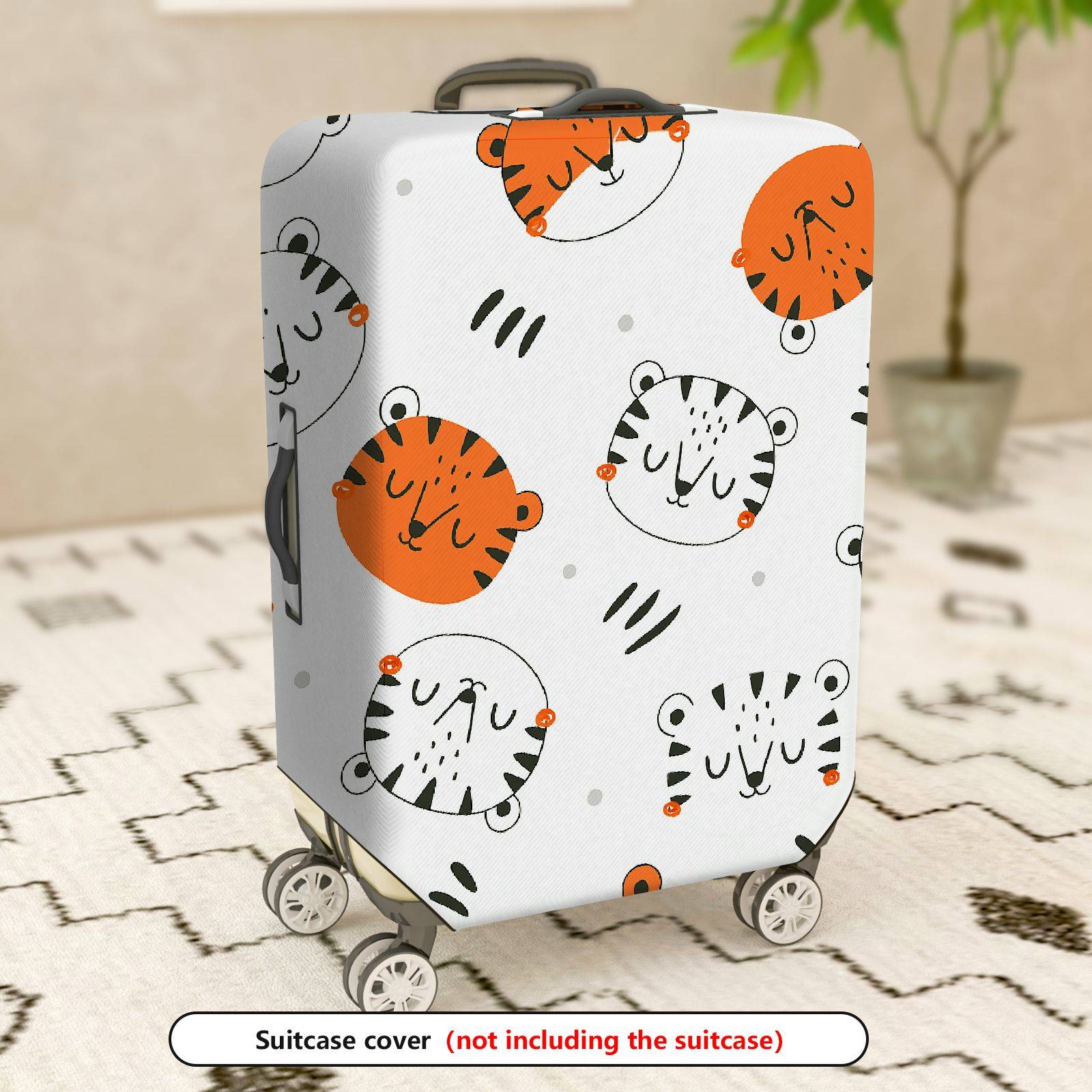 1-Piece Animal Pattern White Black Orange Tiger Stripes  Suitcase Luggage Cover, Stretch Protective Sleeve
