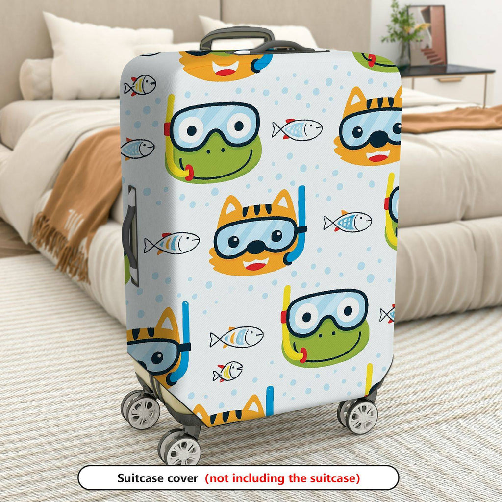 1-Piece Animal Fish Diving Water Fun Printed  Suitcase Luggage Cover, Stretch Protective Sleeve