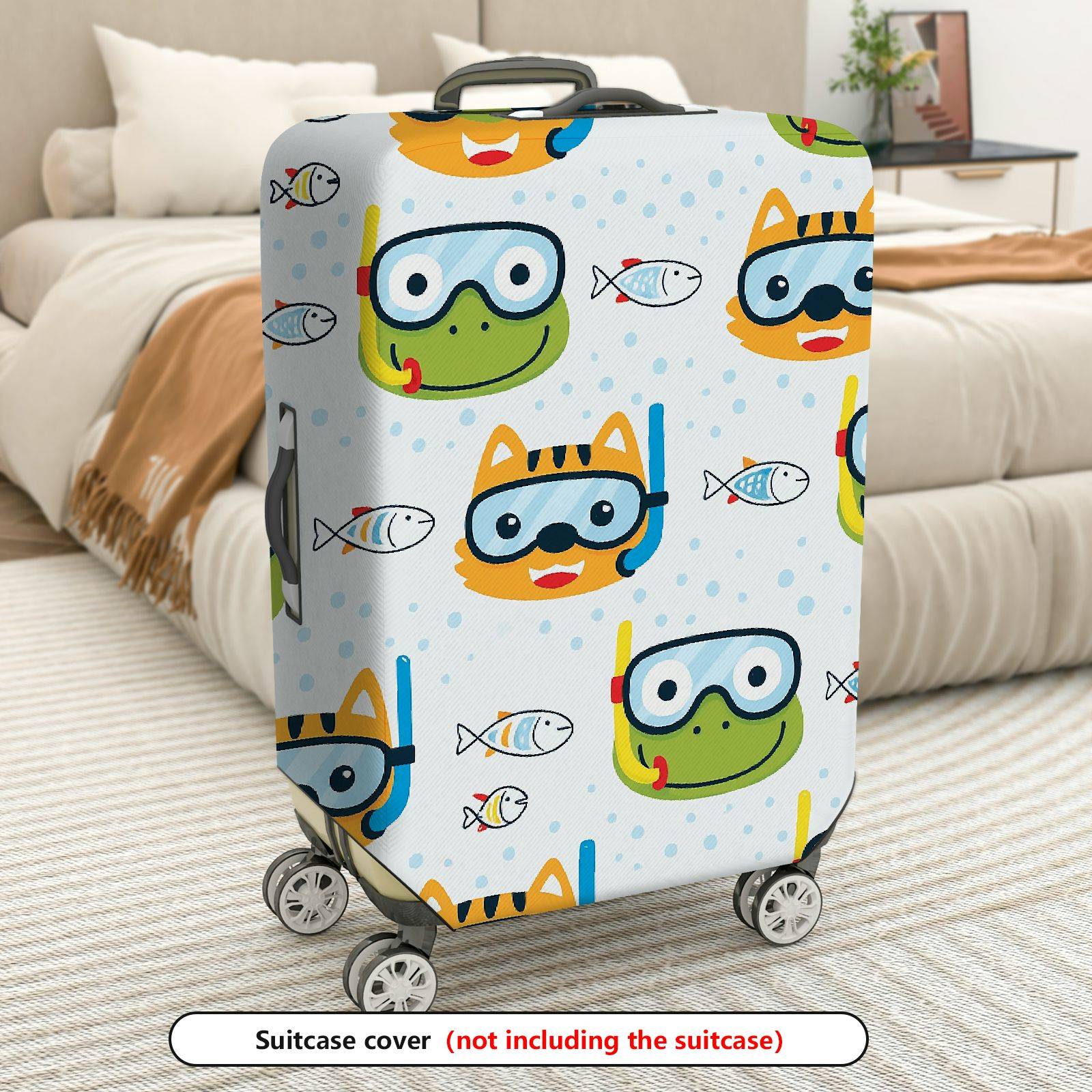 1-Piece Animal Fish Diving Water Fun Printed  Suitcase Luggage Cover, Stretch Protective Sleeve