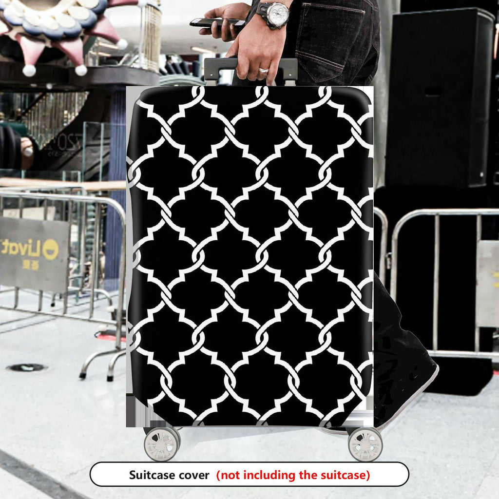 1-Piece Black Geometric Pattern Elegant Stylish Contemporary Modern  Suitcase Luggage Cover, Stretch Protective Sleeve