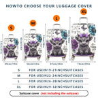 1-Piece Cute Floral Butterfly Cow Feminine Inspirational Quote  Suitcase Luggage Cover, Stretch Protective Sleeve