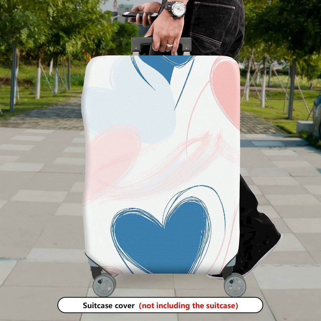 1-Piece Abstract Pastel Blue Heart Travel Luggage  Suitcase Luggage Cover, Stretch Protective Sleeve