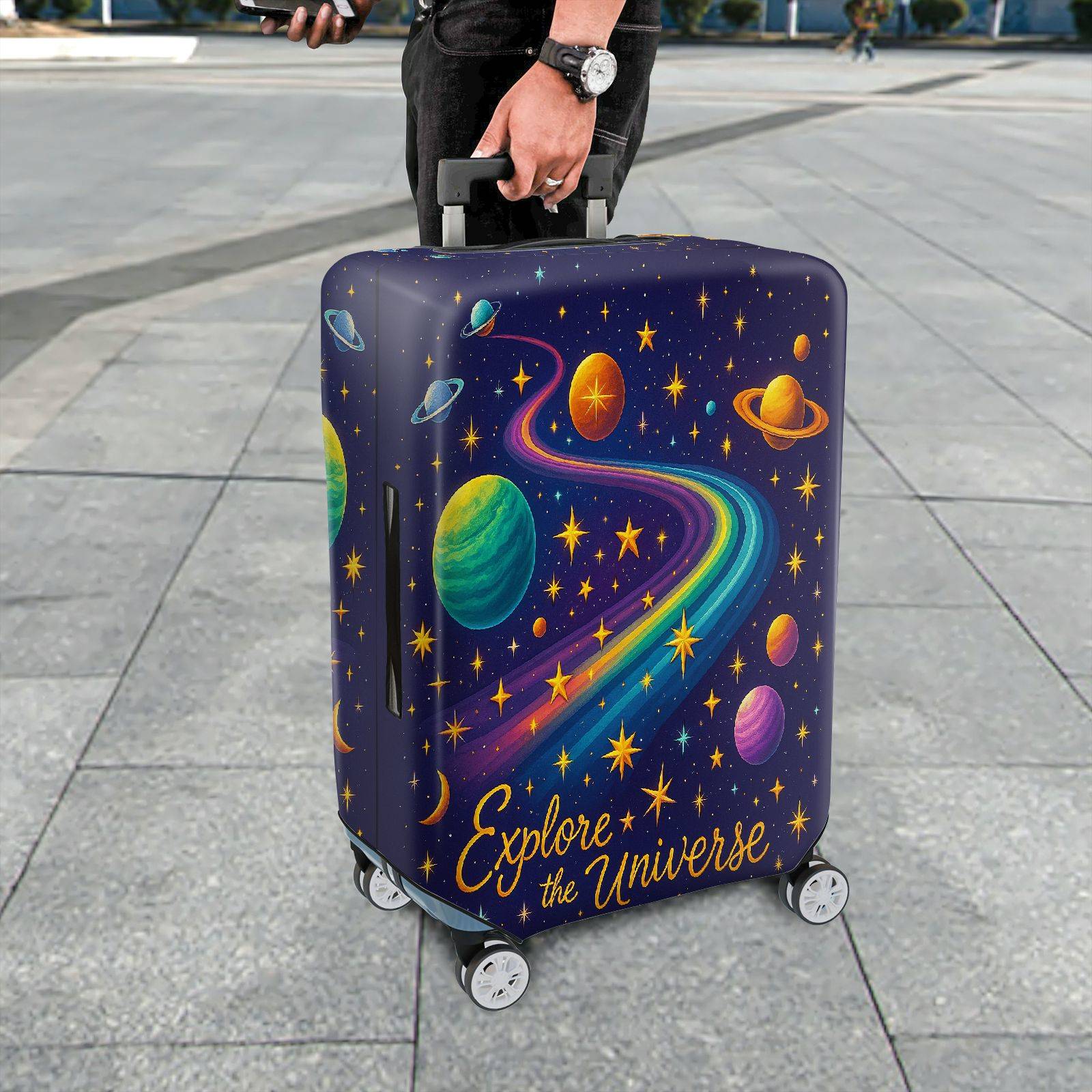 1-Piece Planet Star Galaxy Universe Cosmic Astronomy  Suitcase Luggage Cover, Stretch Protective Sleeve