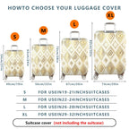 1-Piece Geometric Gold Diamond Pattern Travel Luggage  Suitcase Luggage Cover, Stretch Protective Sleeve