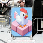1-Piece Chicken Pixel Art Pink Blue Playful Abstract Geometric  Suitcase Luggage Cover, Stretch Protective Sleeve