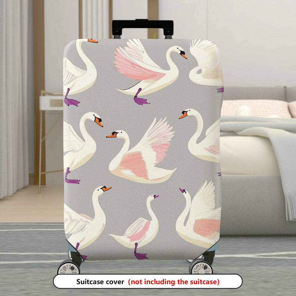 1-Piece Swan Feather Elegant Graceful Pink Artistic  Suitcase Luggage Cover, Stretch Protective Sleeve