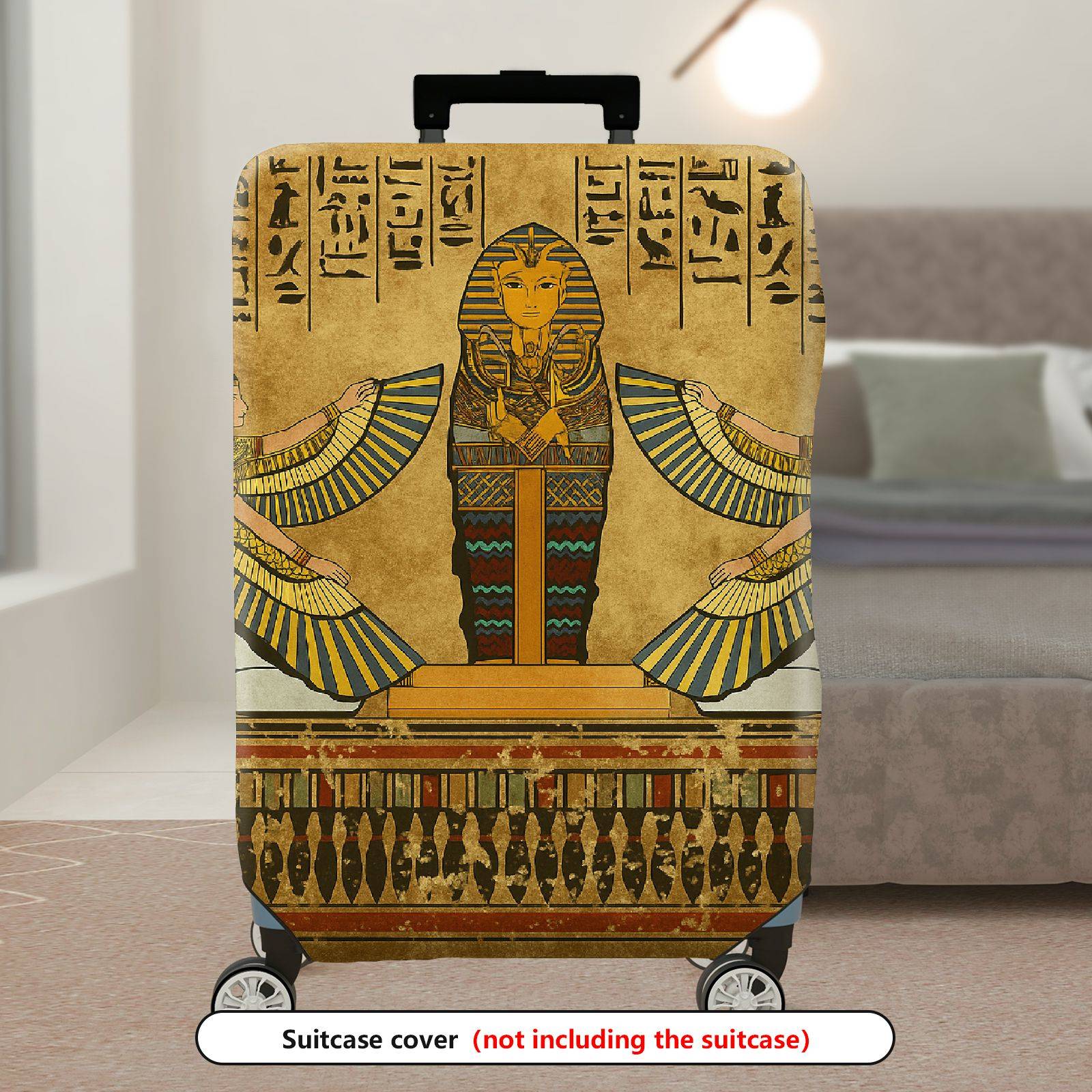 1-Piece Ancient Egyptian Hieroglyphics Pharaoh Cultural Art Deco  Suitcase Luggage Cover, Stretch Protective Sleeve