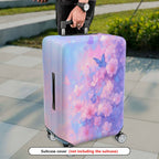 1-Piece Pink Purple Floral Butterfly Artistic Blooming  Suitcase Luggage Cover, Stretch Protective Sleeve