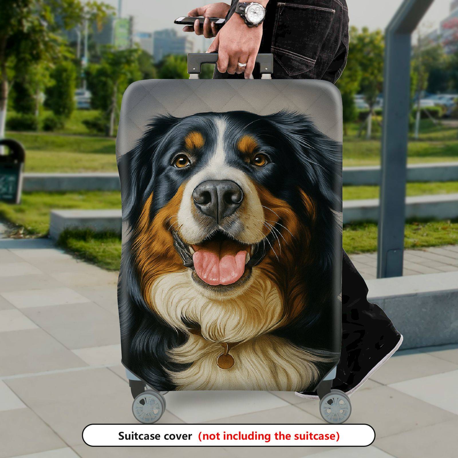 1-Piece Animal Dog Print Pet Portrait Artistic Colorful Cute  Suitcase Luggage Cover, Stretch Protective Sleeve