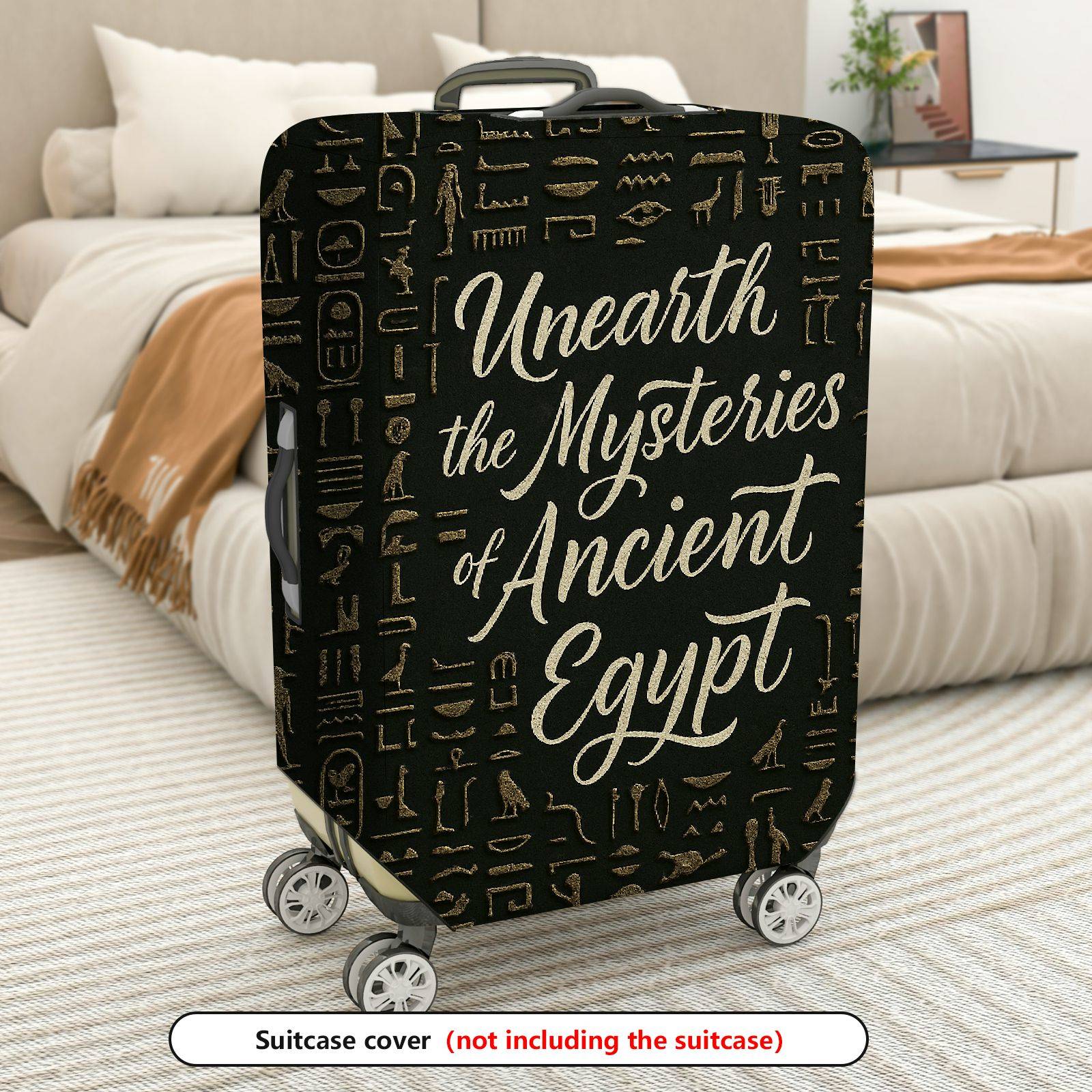1-Piece Ancient Egypt Mysteries Hieroglyphics Travel Stylish Art  Suitcase Luggage Cover, Stretch Protective Sleeve