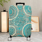 1-Piece Blue Geometric Abstract Pattern Mandala Bohemian  Suitcase Luggage Cover, Stretch Protective Sleeve