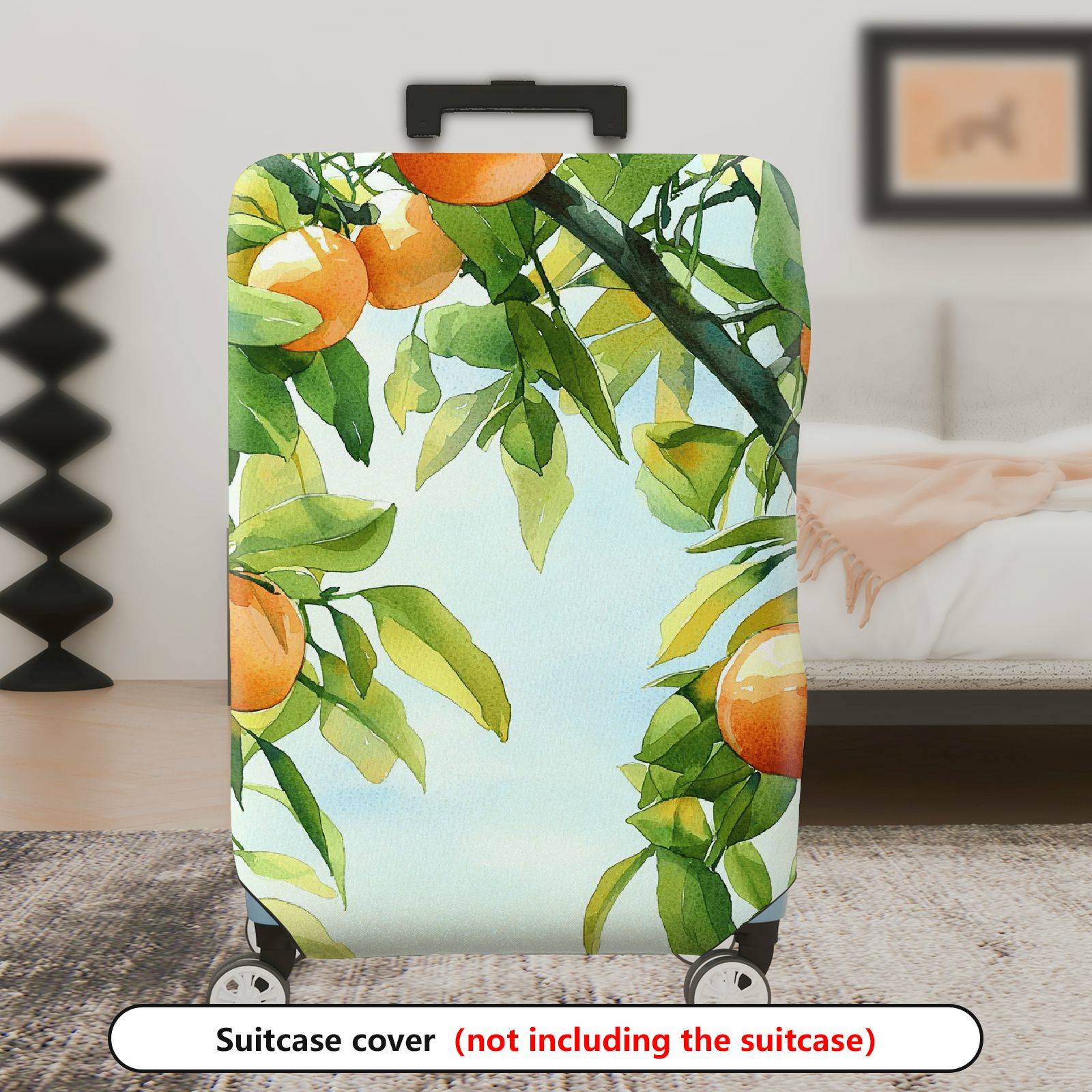 1-Piece Orange Fruit Tree Leaf Nature Travel Holiday  Suitcase Luggage Cover, Stretch Protective Sleeve
