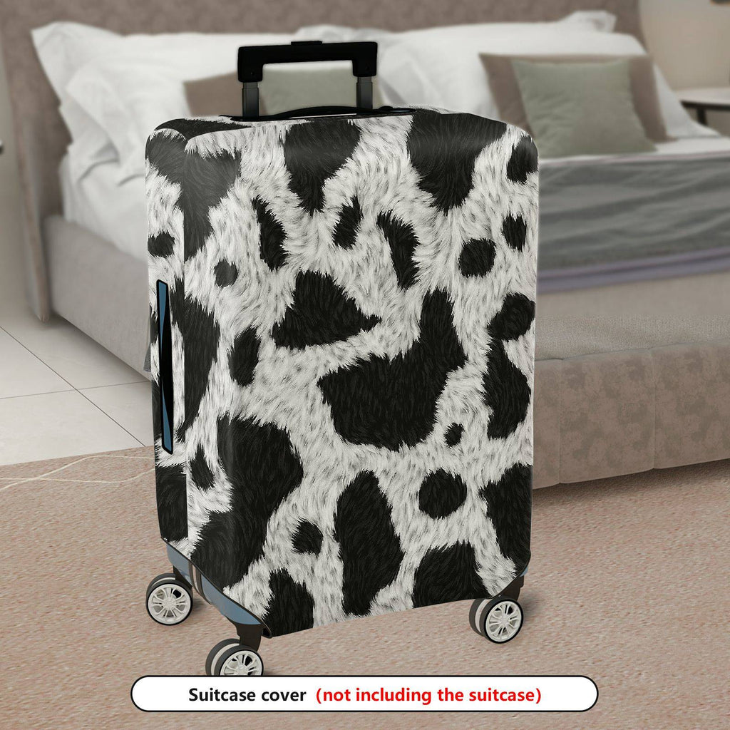 1-Piece Animal Print Black White Furry Cow Abstract  Suitcase Luggage Cover, Stretch Protective Sleeve