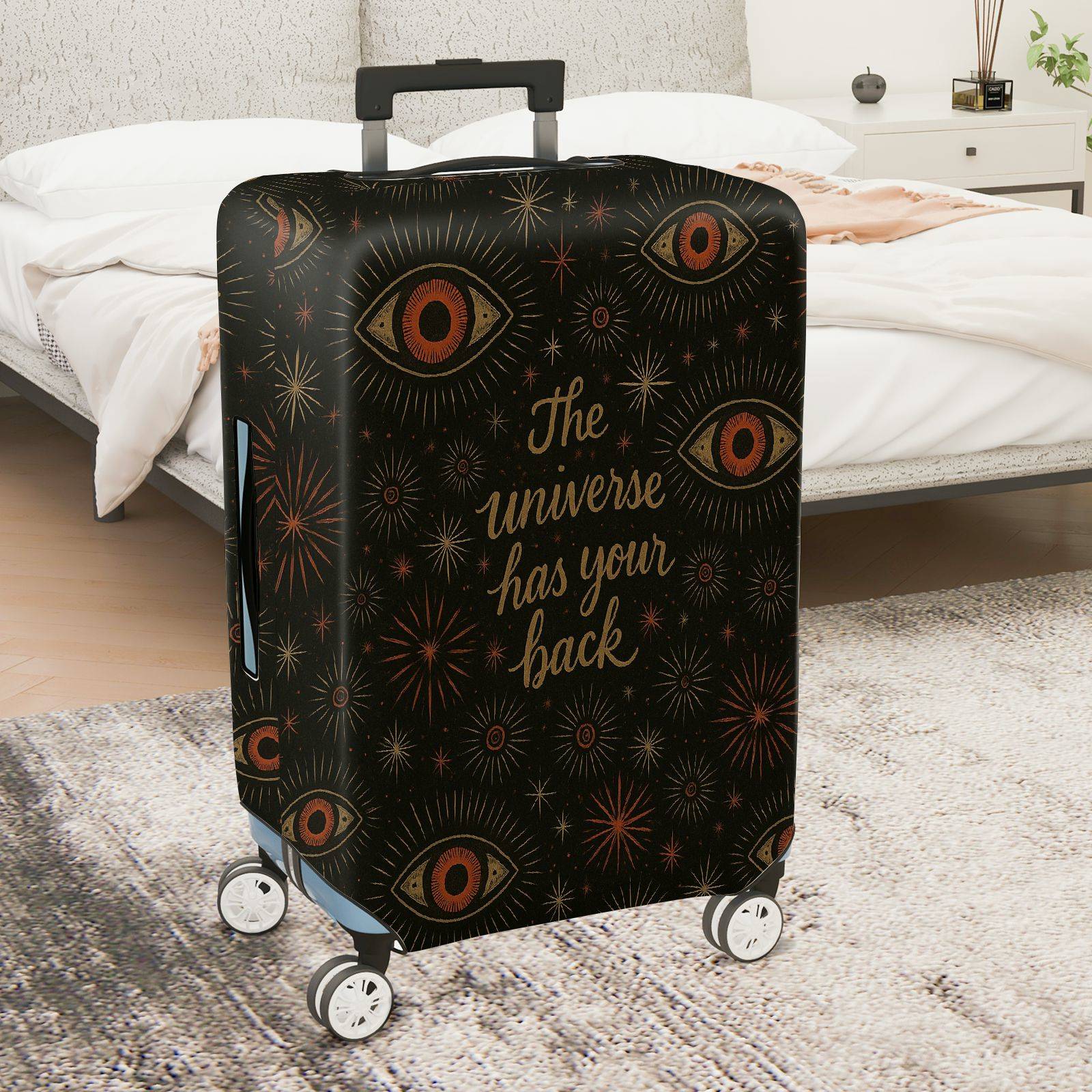1-Piece Universe Eye Pattern Quote Star Cosmic Mystical  Suitcase Luggage Cover, Stretch Protective Sleeve