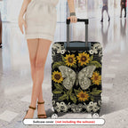 1-Piece Floral Butterfly Lace Sunflower Vintage Chic Elegant Artistic  Suitcase Luggage Cover, Stretch Protective Sleeve