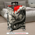 1-Piece Dragon Abstract Red Black Grey Artistic Mythical Creature Battle  Suitcase Luggage Cover, Stretch Protective Sleeve