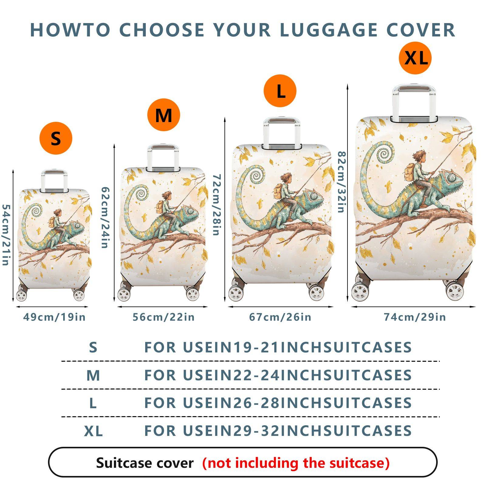 1-Piece Adventure Forest Fantasy Whimsical Autumn  Suitcase Luggage Cover, Stretch Protective Sleeve