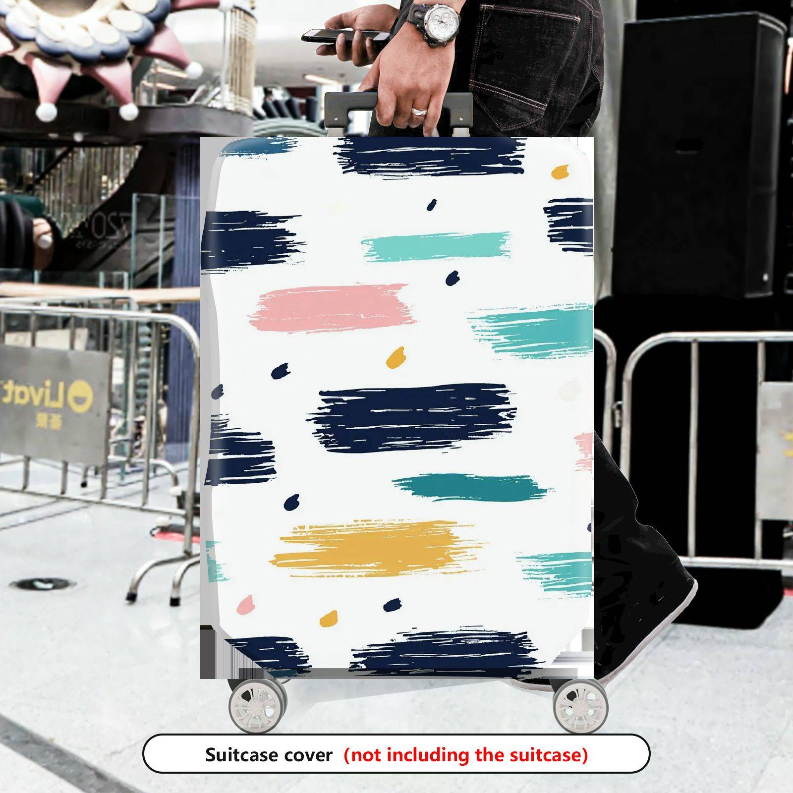 1-Piece Abstract Colorful Brushstroke Artistic Pattern  Suitcase Luggage Cover, Stretch Protective Sleeve