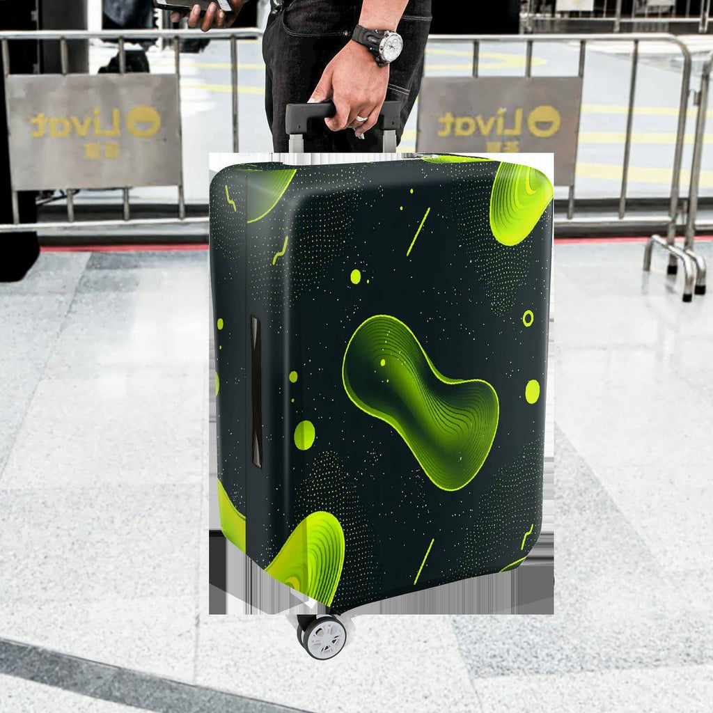 1-Piece Green Abstract  Pattern Cosmic Artistic Travel  Suitcase Luggage Cover, Stretch Protective Sleeve