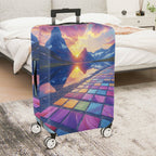 1-Piece Sunset Mountain Reflection Colorful Geometric Scenic  Suitcase Luggage Cover, Stretch Protective Sleeve
