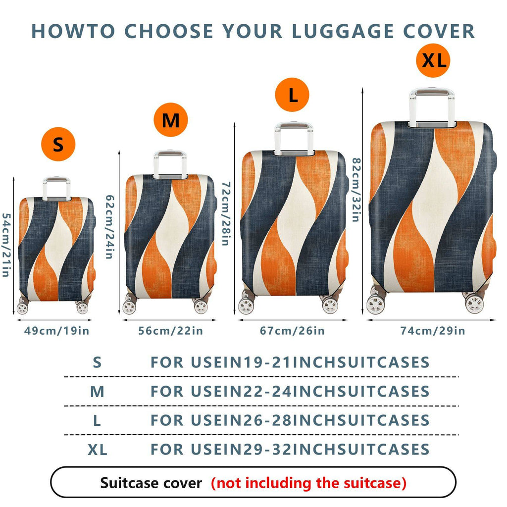 1-Piece Abstract Orange Blue Wave Pattern Stripes Artistic Modern  Suitcase Luggage Cover, Stretch Protective Sleeve