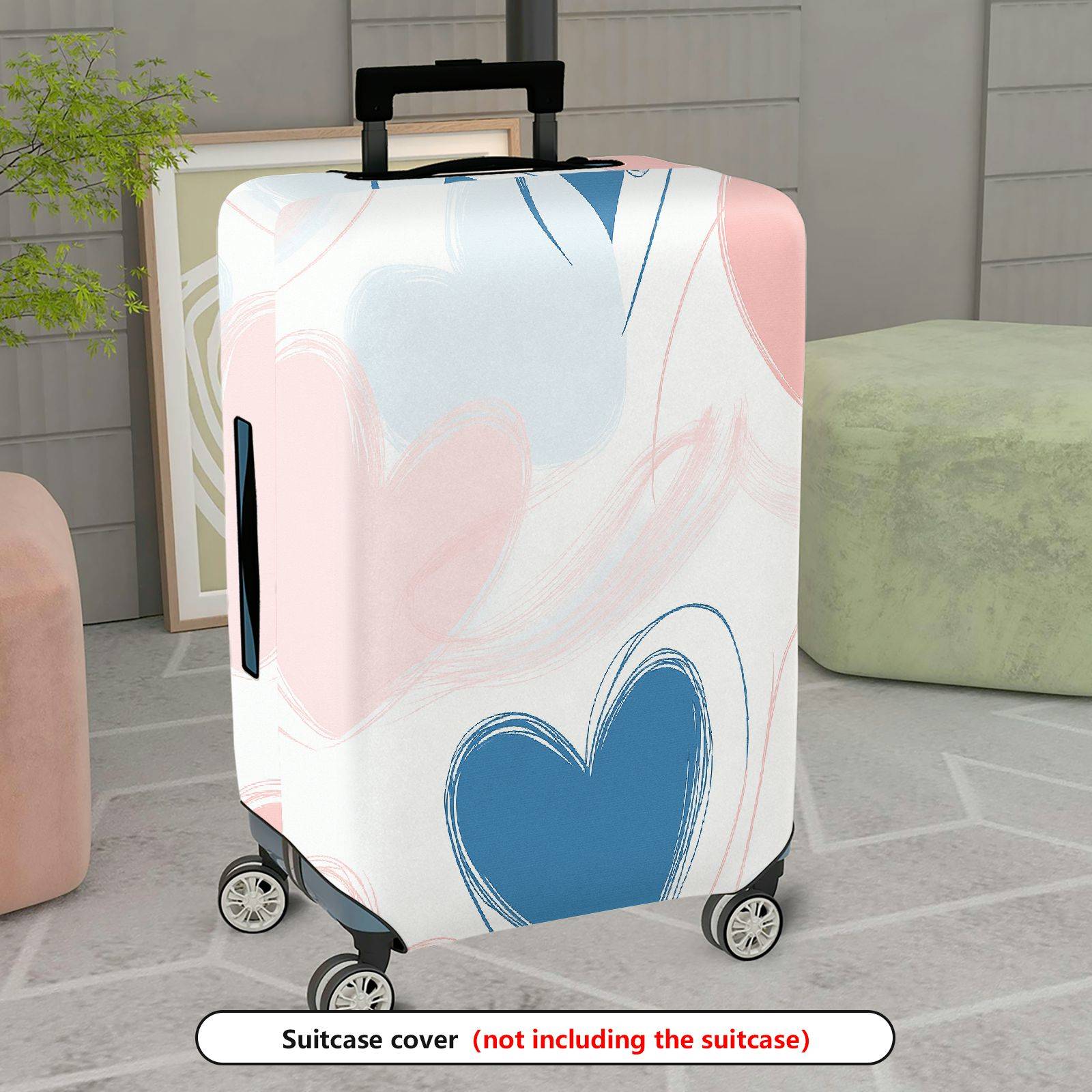 1-Piece Abstract Pastel Blue Heart Travel Luggage  Suitcase Luggage Cover, Stretch Protective Sleeve