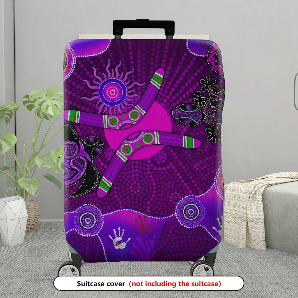 1-Piece Abstract Tribal Animal Boomerang Geometric Art  Suitcase Luggage Cover, Stretch Protective Sleeve