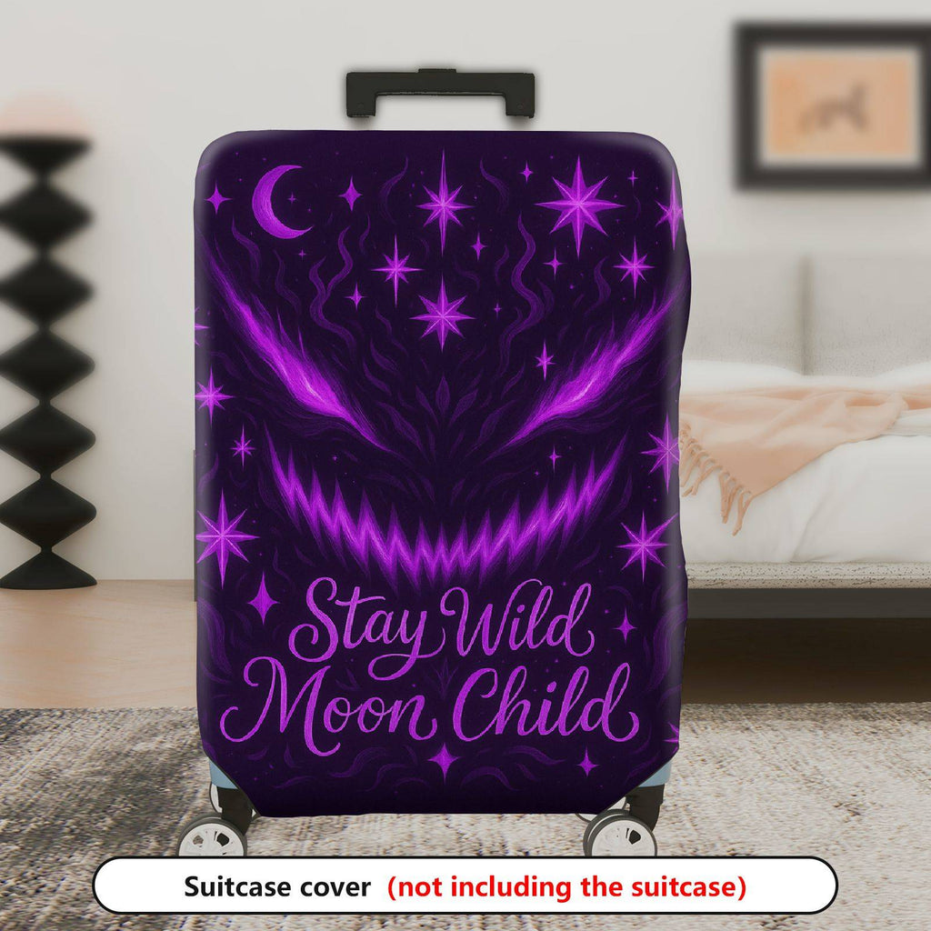 1-Piece Cosmic Moon Stars Mysterious Wild Child  Suitcase Luggage Cover, Stretch Protective Sleeve