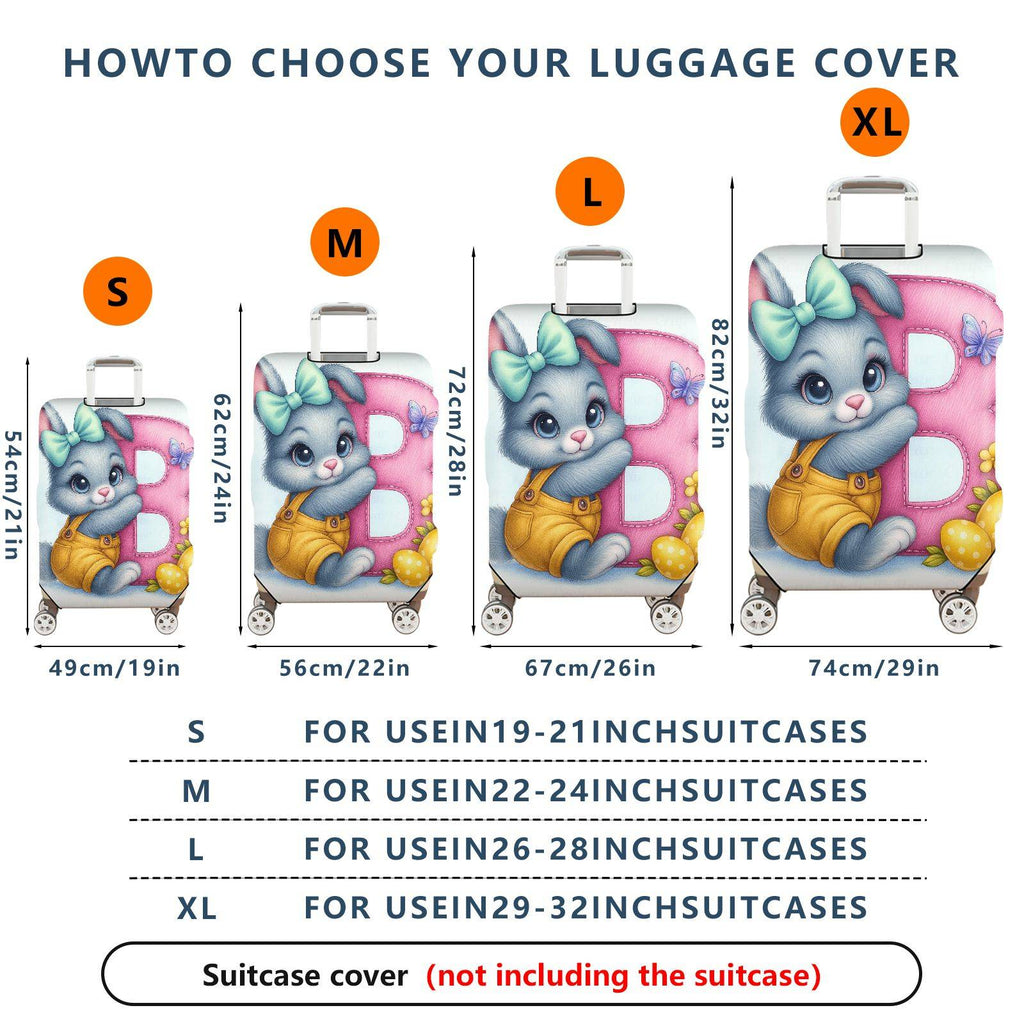 1-Piece Cute Rabbit Easter Art Colorful Decorative  Suitcase Luggage Cover, Stretch Protective Sleeve