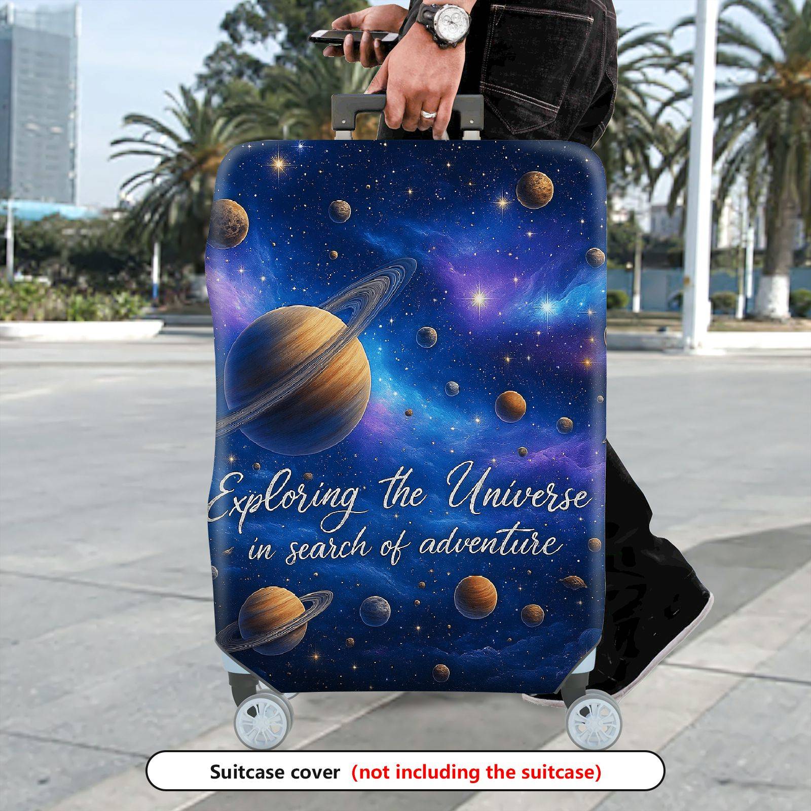 1-Piece Cosmic Galaxy Star Planet Universe Adventure  Suitcase Luggage Cover, Stretch Protective Sleeve