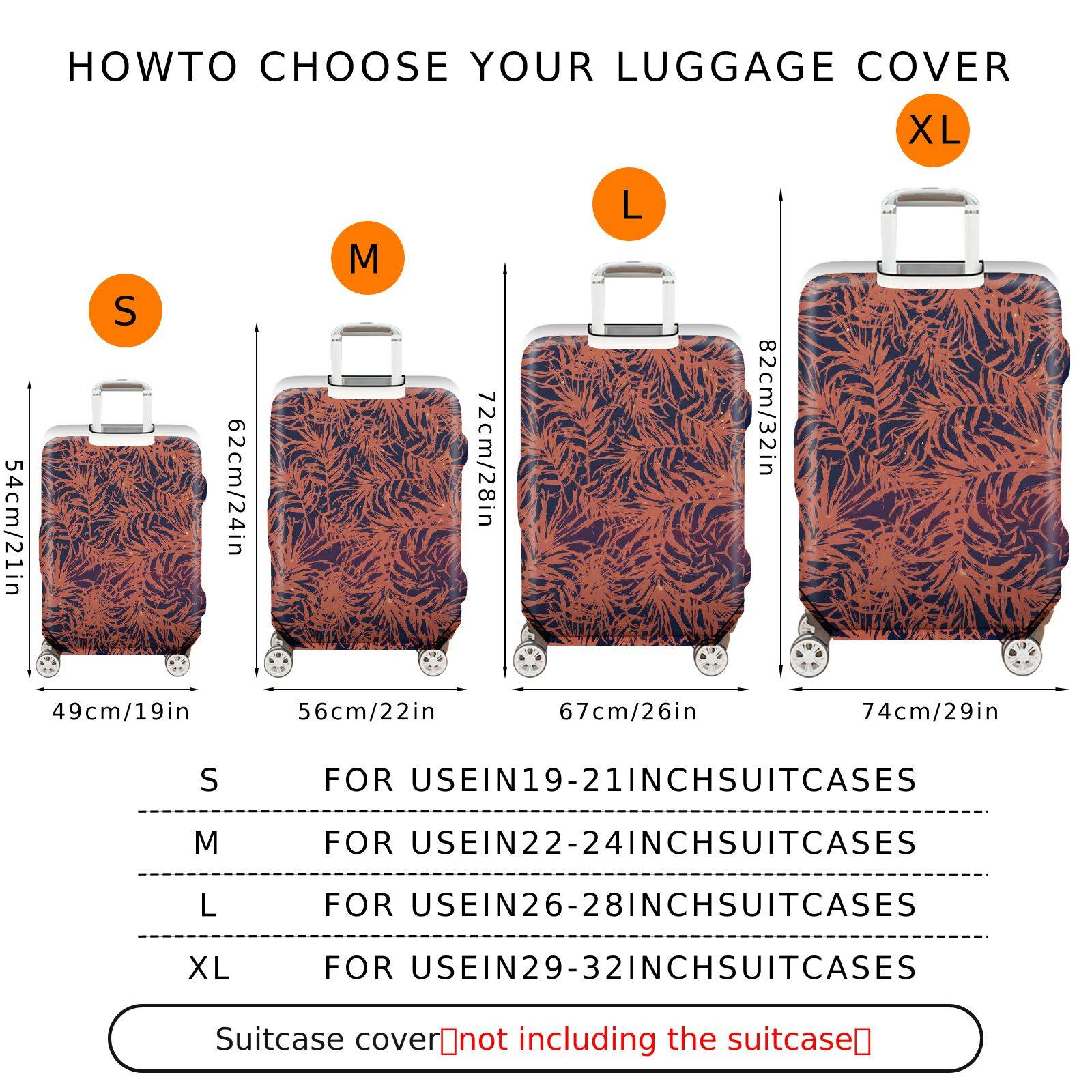 1-Piece Abstract Botanical Tropical Nature Floral Chic  Suitcase Luggage Cover, Stretch Protective Sleeve