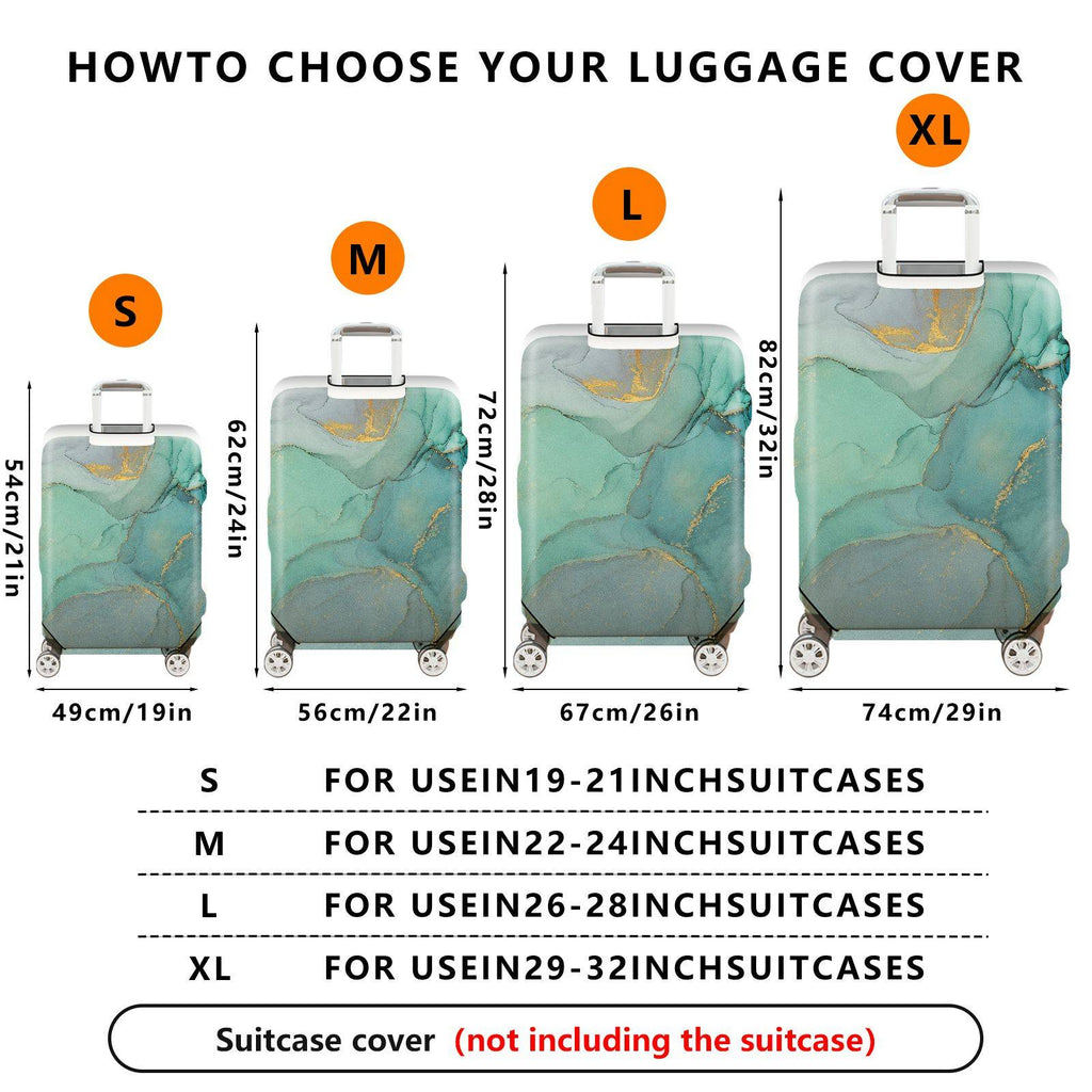 1-Piece Marble Gold Green Artistic Abstract Travel  Suitcase Luggage Cover, Stretch Protective Sleeve