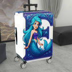 1-Piece Mermaid Fantasy Artistic Decorative Blue  Suitcase Luggage Cover, Stretch Protective Sleeve