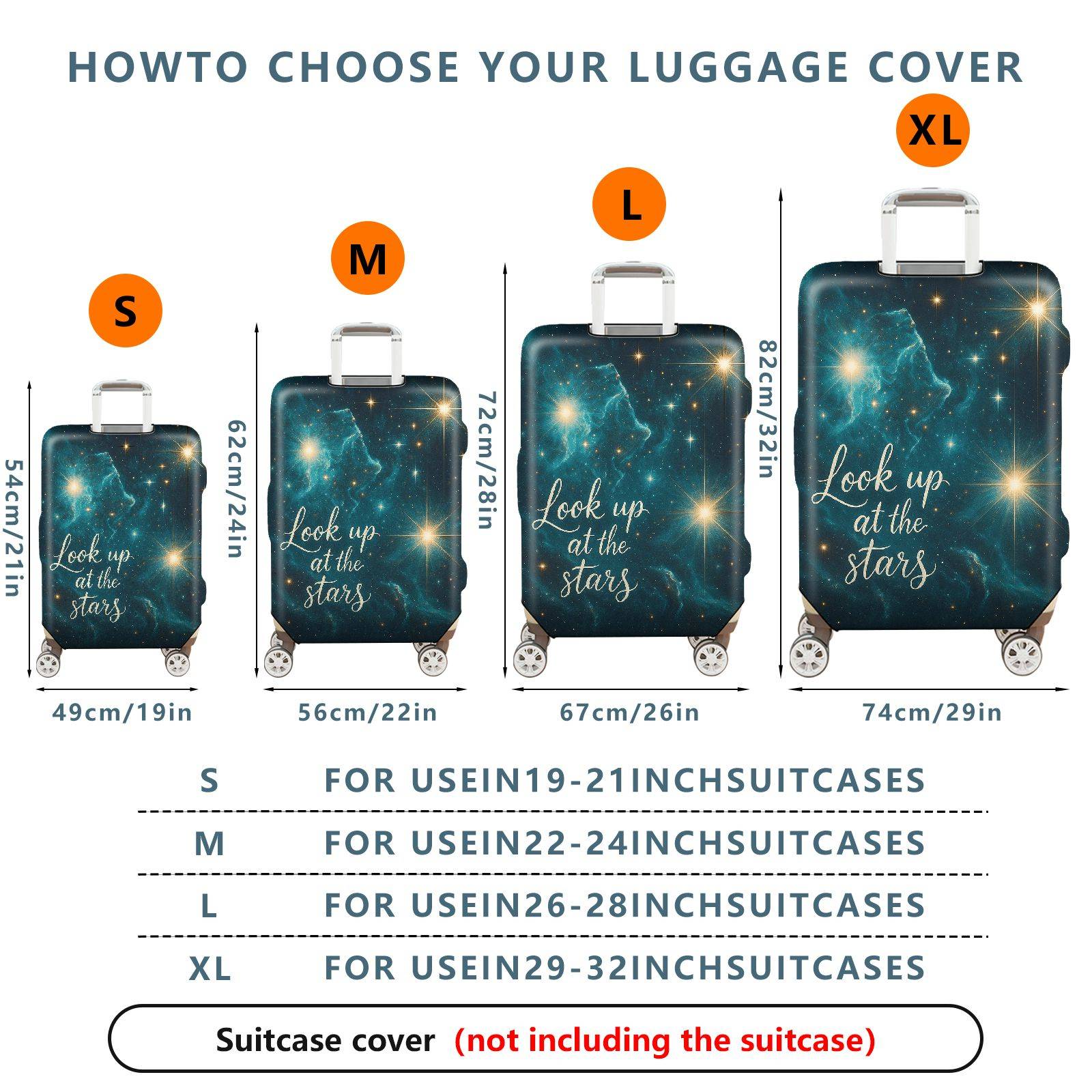 1-Piece Starry Night Cosmic Universe Inspirational Quote  Suitcase Luggage Cover, Stretch Protective Sleeve