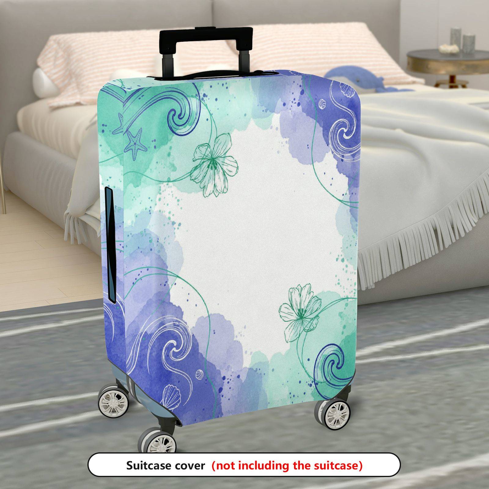 1-Piece Abstract Watercolor Floral Travel Starry  Suitcase Luggage Cover, Stretch Protective Sleeve