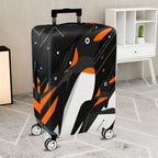 1-Piece Penguin Black White Orange Geometric Modern Travel  Suitcase Luggage Cover, Stretch Protective Sleeve