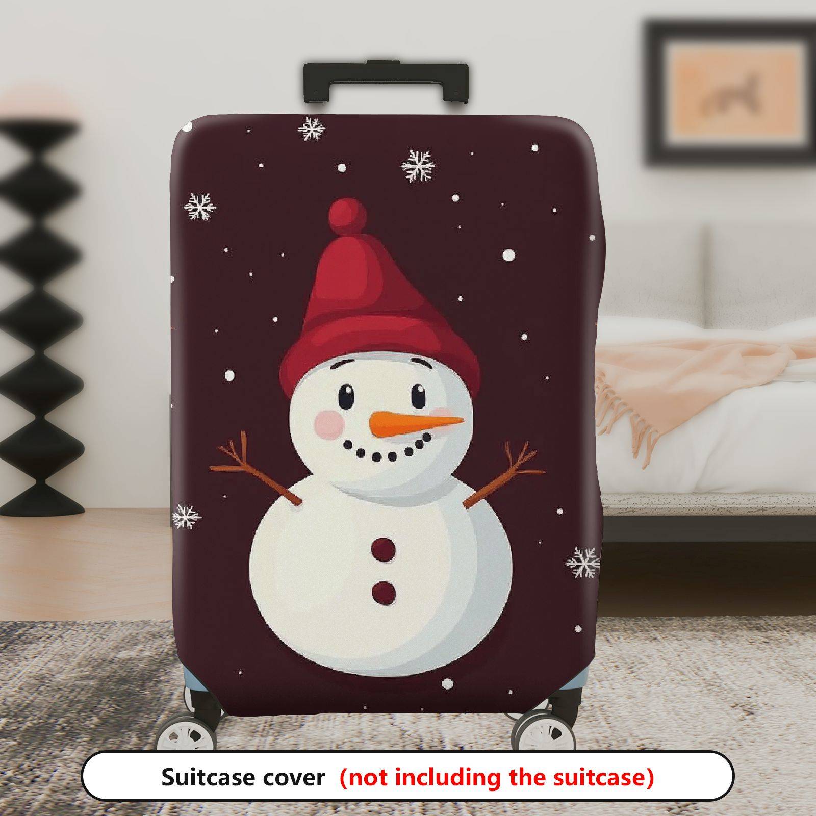 1-Piece Snowman Winter Festive Holiday Cheer  Suitcase Luggage Cover, Stretch Protective Sleeve