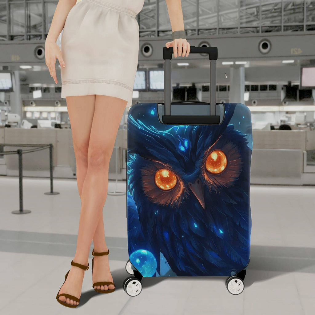 1-Piece Mysterious Enchanting Cosmic Owl Galaxy Star  Suitcase Luggage Cover, Stretch Protective Sleeve