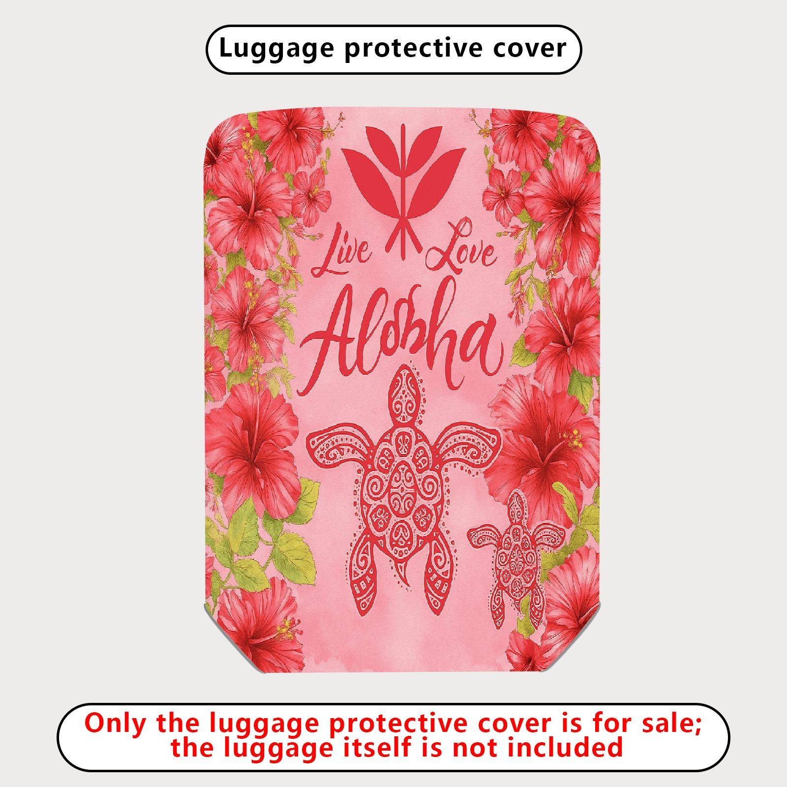 1-Piece Aloha Turtle Floral Pink Tropical  Suitcase Luggage Cover, Stretch Protective Sleeve