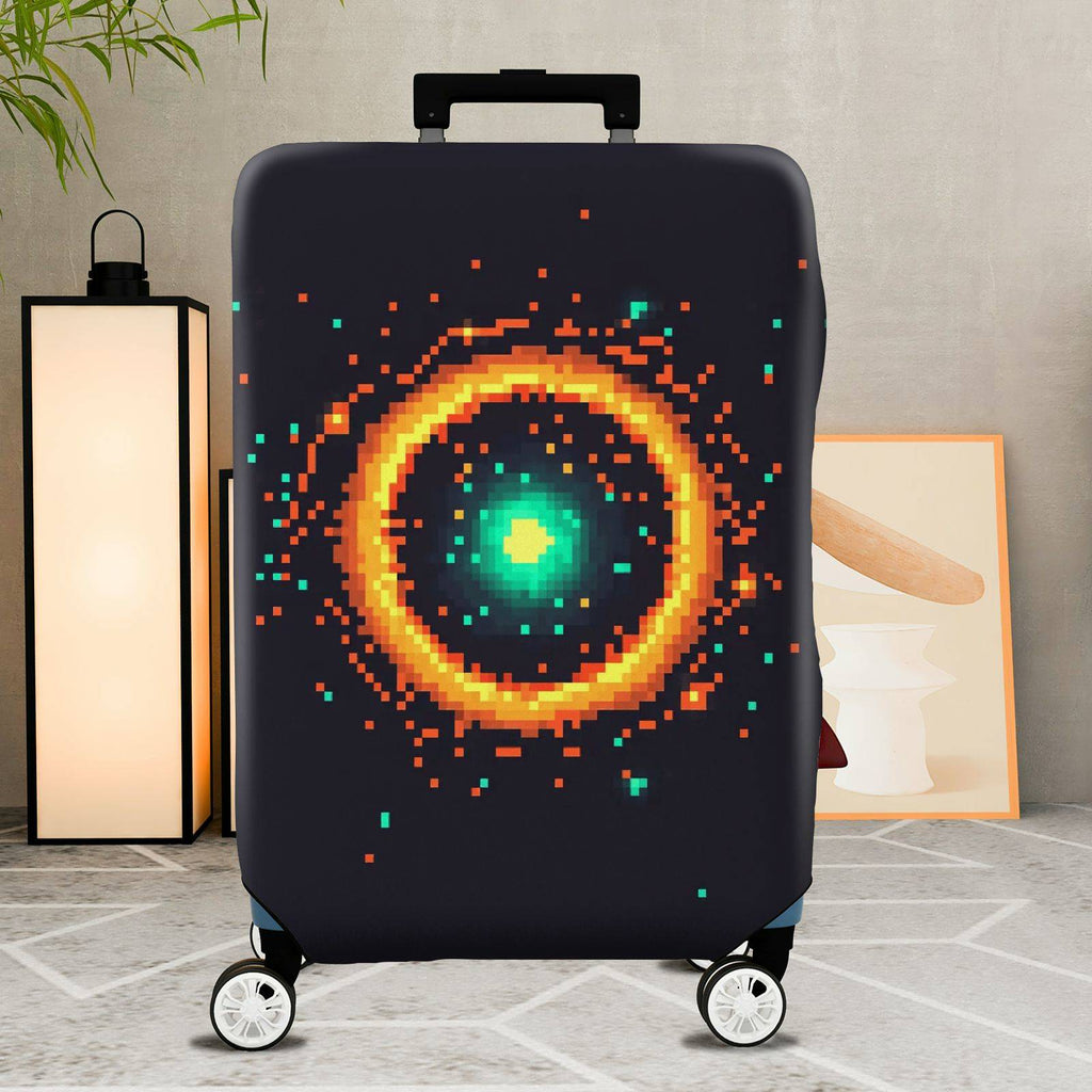 1-Piece Digital Pixel Cosmic Space Galaxy Sci-Fi Astronomy  Suitcase Luggage Cover, Stretch Protective Sleeve