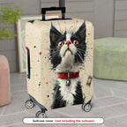 1-Piece Cat Animal Graphic Artistic Creative Black  Suitcase Luggage Cover, Stretch Protective Sleeve