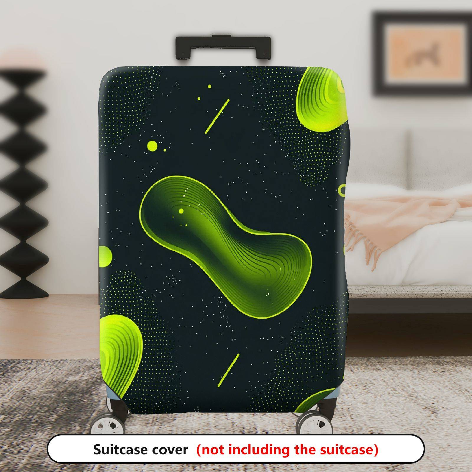 1-Piece Green Abstract  Pattern Cosmic Artistic Travel  Suitcase Luggage Cover, Stretch Protective Sleeve