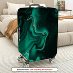 1-Piece Abstract Green Marble Swirl Design  Suitcase Luggage Cover, Stretch Protective Sleeve