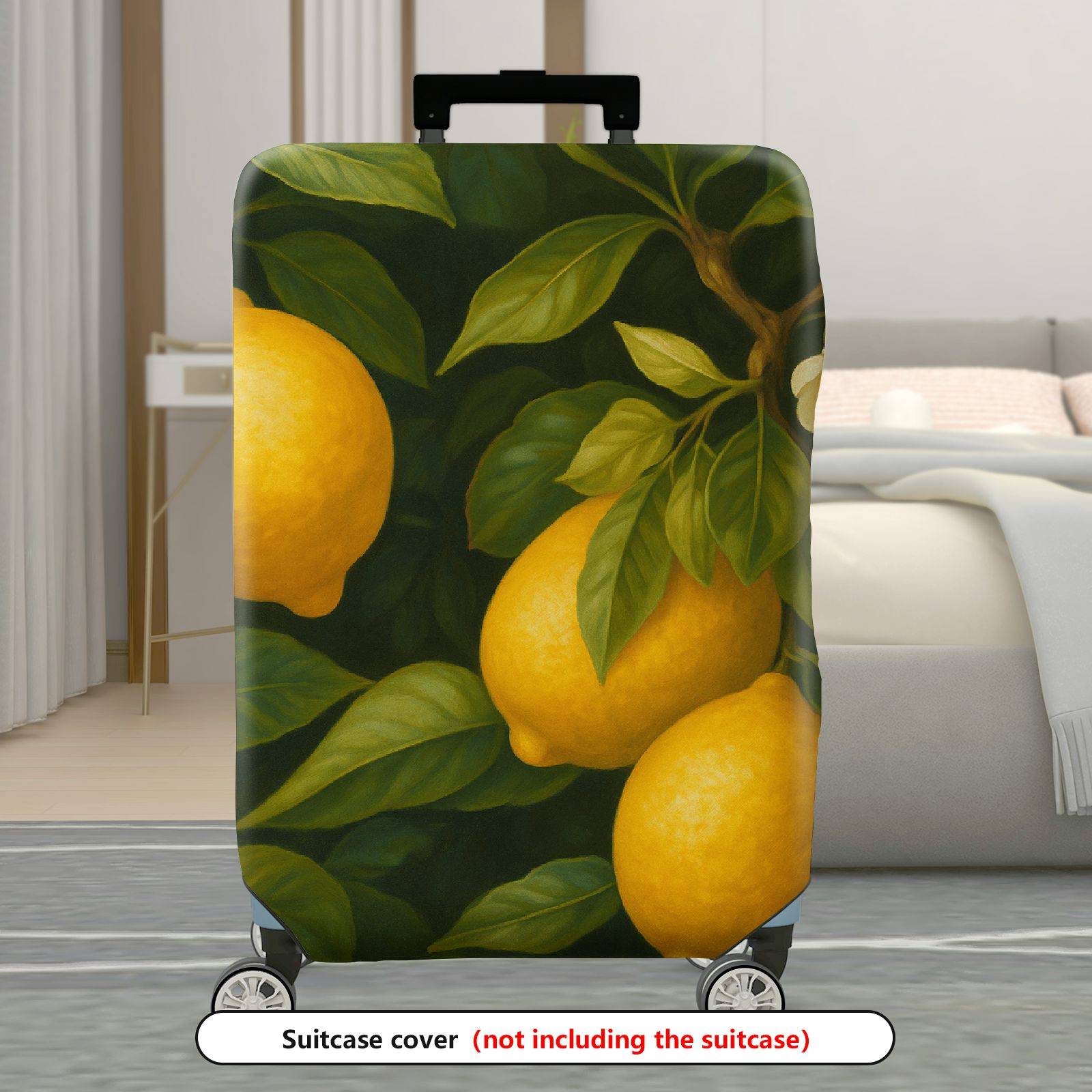 1-Piece Lemon Fruit Nature Green Botanical Artistic  Suitcase Luggage Cover, Stretch Protective Sleeve